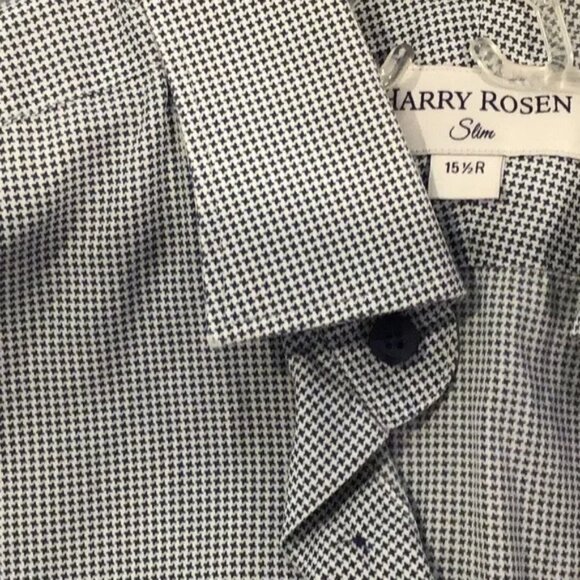Harry Rosen slim long sleeve button down shirt black and white men's size M - Picture 4 of 4
